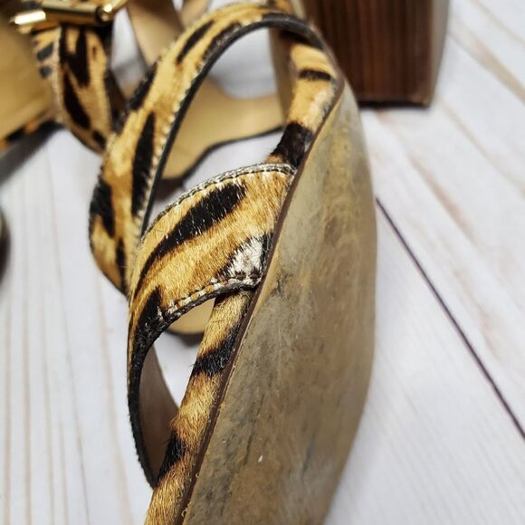 J CREW sandals three strap calf hair‎ block heel 10.5 - Picture 7 of 10